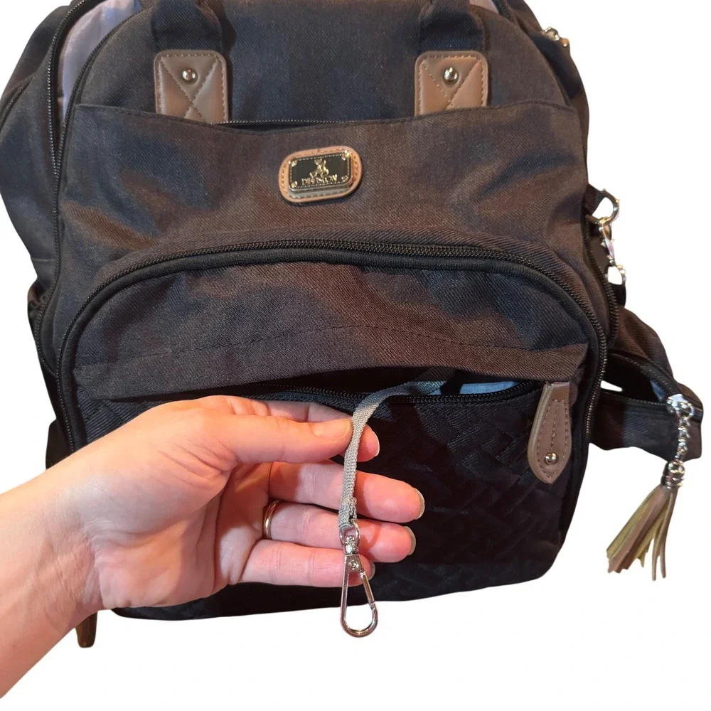 Dikaslon Black Diaper Bag Backpack With Pacifier Case & Stroller Straps